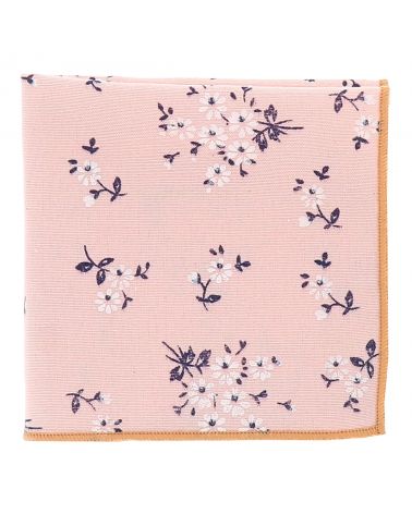 Pochette Costume Fleurs Rose poudré et Blanche