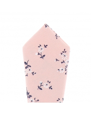 Pochette Costume Fleurs Rose poudré et Blanche