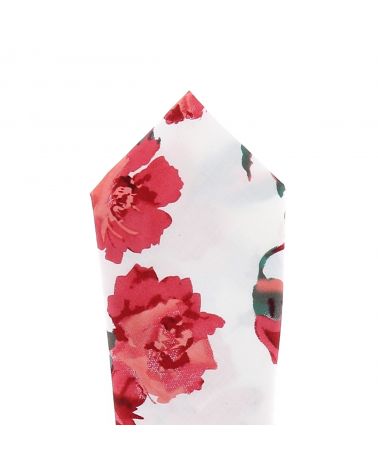 Pochette Costume Blanche Fleurs Corail