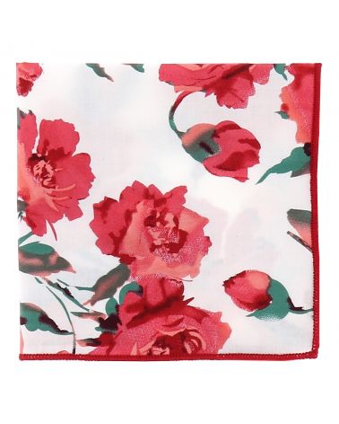 Pochette Costume Blanche Fleurs Corail