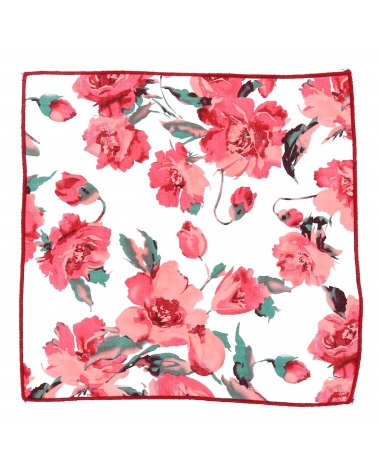Pochette Costume Blanche Fleurs Corail