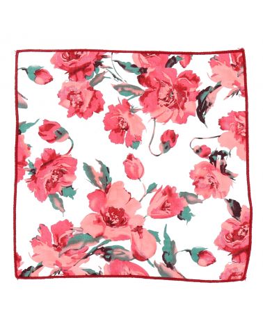 Pochette Costume Blanche Fleurs Corail