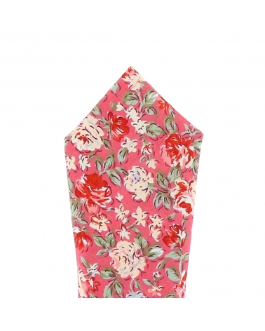 Pochette Costume Fleurie Corail