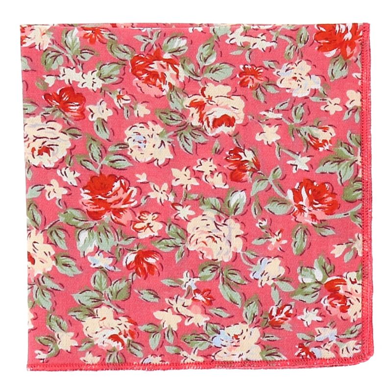 Pochette Costume Fleurie Corail