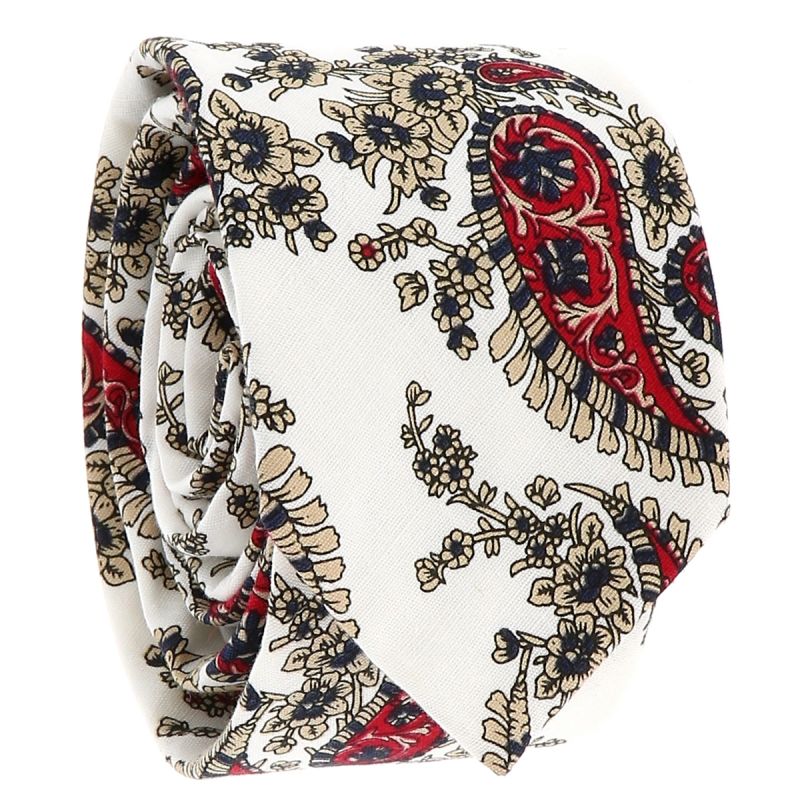Cravate Paisley Blanche