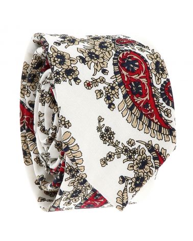 Cravate Paisley Blanche