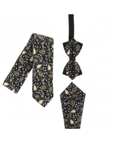 Cravate Paisley Noire