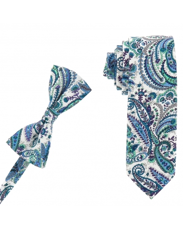 Noeud Papillon Paisley Bleu turquoise