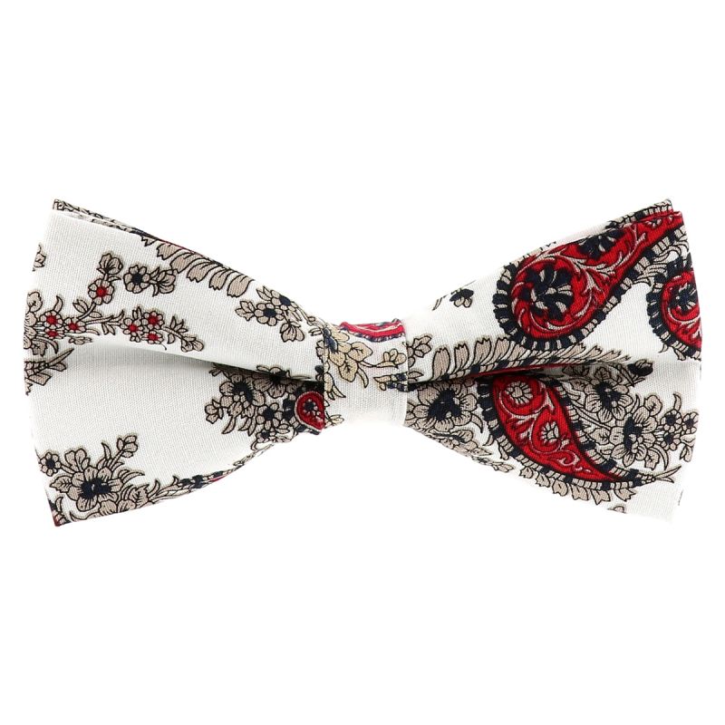 Noeud Papillon Paisley Blanc
