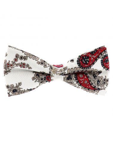 Noeud Papillon Paisley Blanc