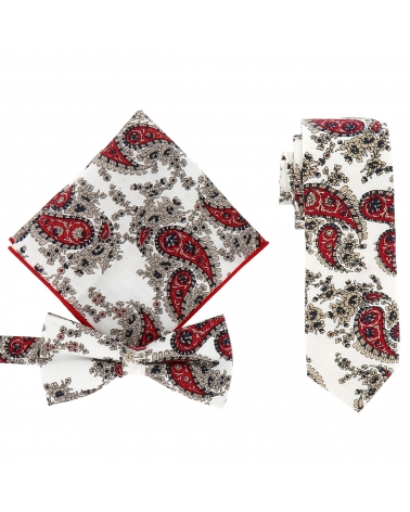 Noeud Papillon Paisley Blanc