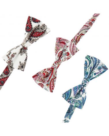 Noeud Papillon Paisley Blanc