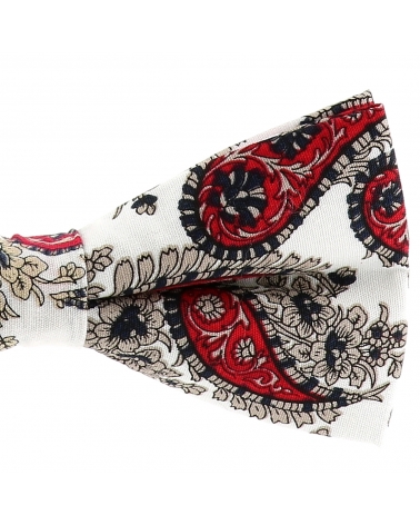 Noeud Papillon Paisley Blanc