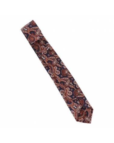 Cravate Paisley Jacquard Grise et Orange