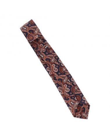 Cravate Paisley Jacquard Grise et Orange
