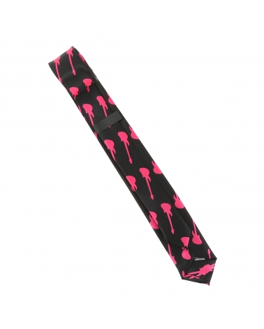 Cravate Guitare Noire et Rose