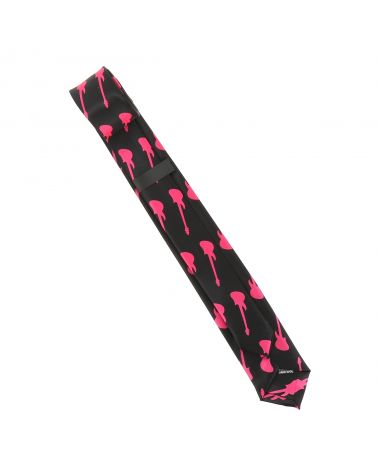 Cravate Guitare Noire et Rose