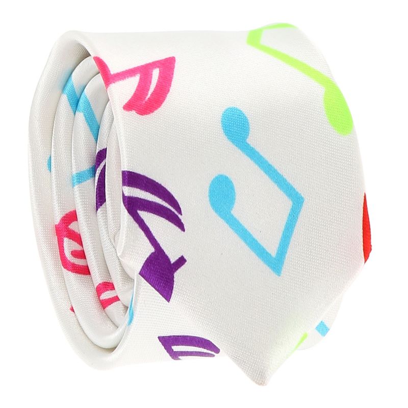  Cravate Notes de Musique Fluo et Blanche