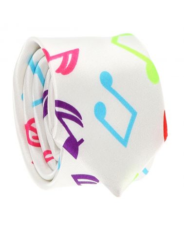 Cravate Notes de Musique Fluo et Blanche