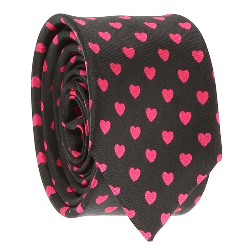 Cravate Coeurs Noire et Rose
