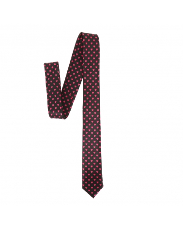 Cravate Coeurs Noire et Rose