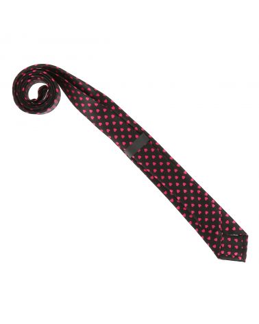 Cravate Coeurs Noire et Rose