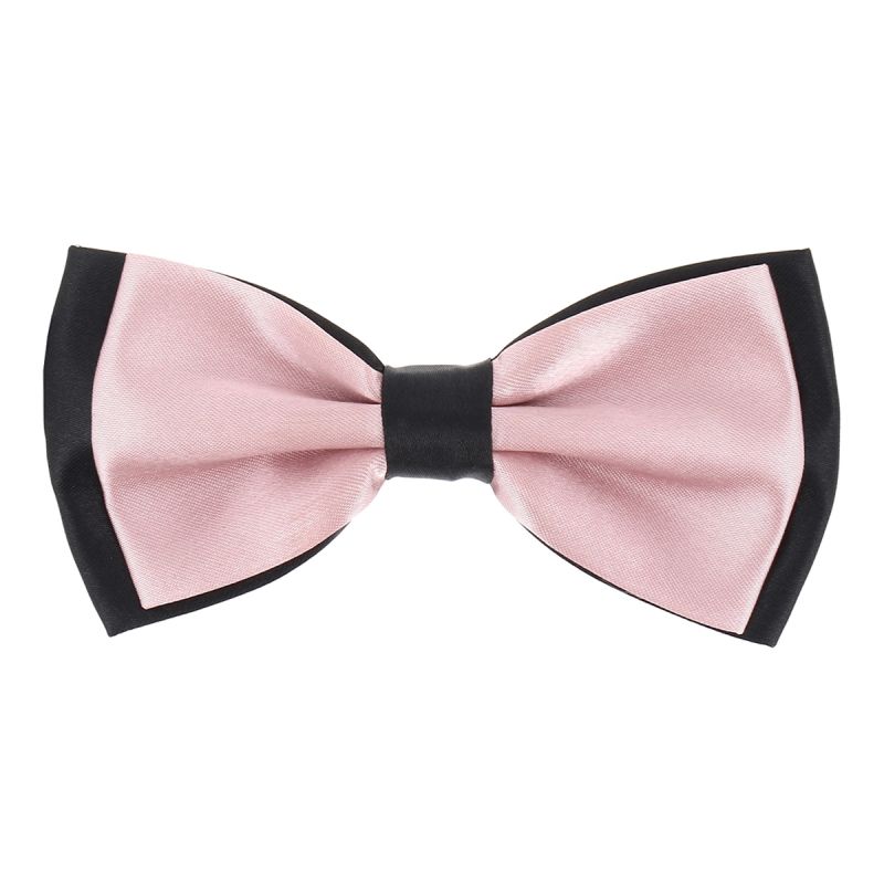 Noeud Papillon Bicolore Vieux rose et Noir Satin