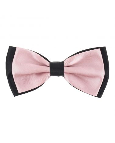 Noeud Papillon Bicolore Vieux rose et Noir Satin