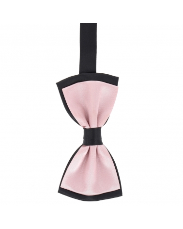 Noeud Papillon Bicolore Vieux rose et Noir Satin