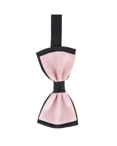 Noeud Papillon Bicolore Vieux rose et Noir Satin