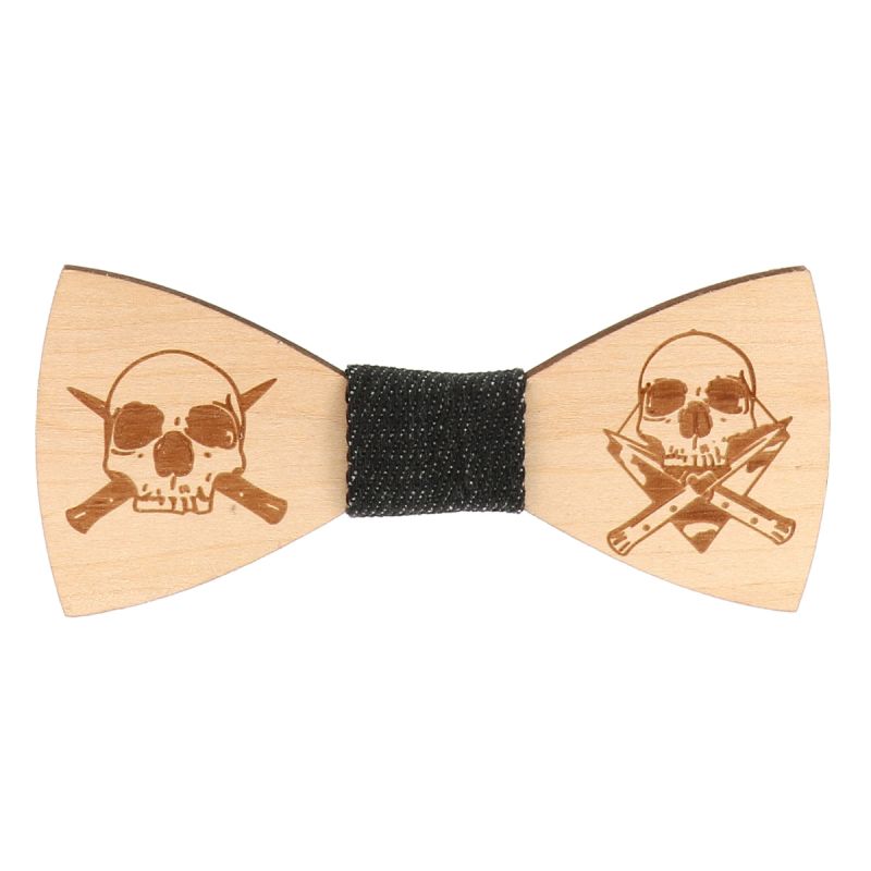 Noeud Papillon Bois Tête de mort