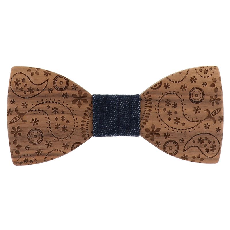 Noeud Papillon Bois Paisley et Denim