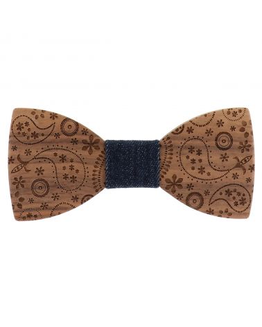 Noeud Papillon Bois Paisley et Denim