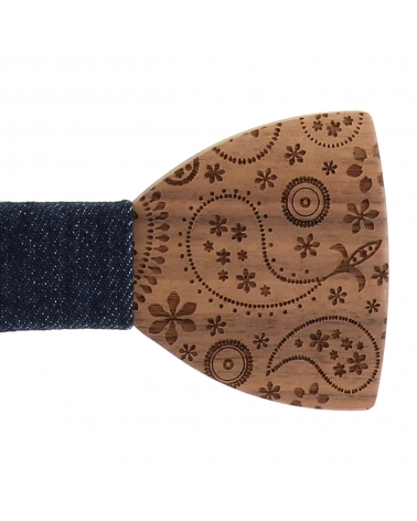 Noeud Papillon Bois Paisley et Denim