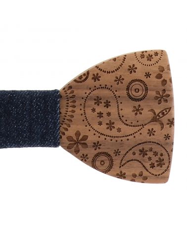 Noeud Papillon Bois Paisley et Denim