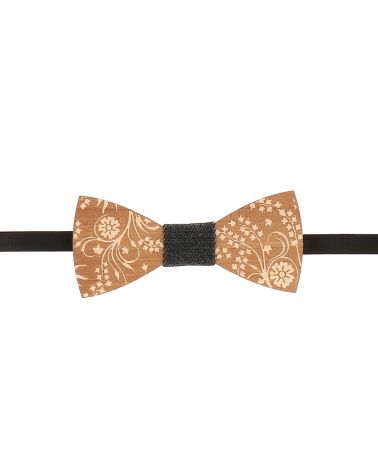 Noeud Papillon Bois Fleurs et Denim