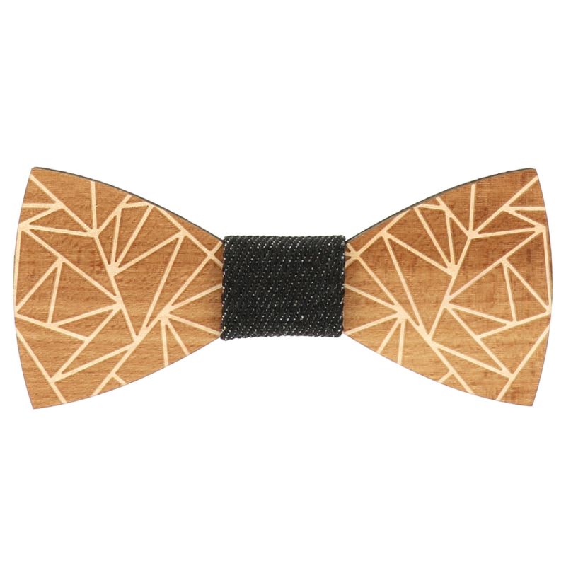 Noeud Papillon Bois Géométrique et Denim