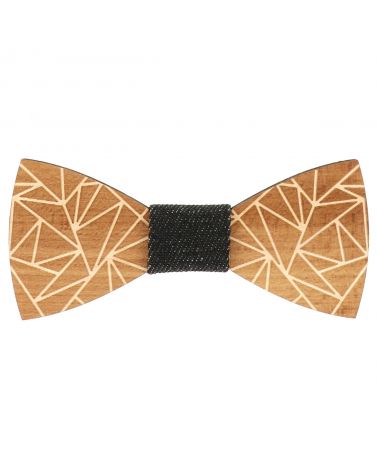 Noeud Papillon Bois Géométrique et Denim