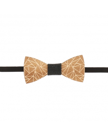 Noeud Papillon Bois Géométrique et Denim