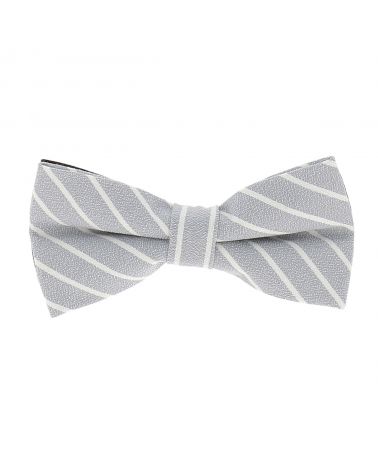 Noeud Papillon Coton Gris clair Rayures Blanches
