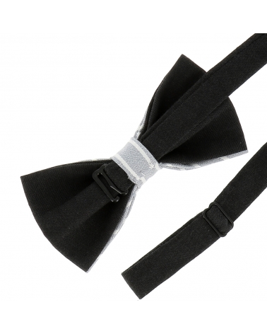 Noeud Papillon Coton Gris clair Rayures Blanches