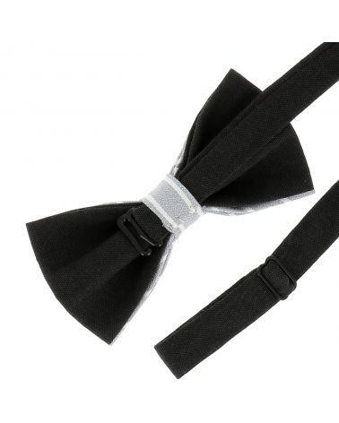 Noeud Papillon Coton Gris clair Rayures Blanches