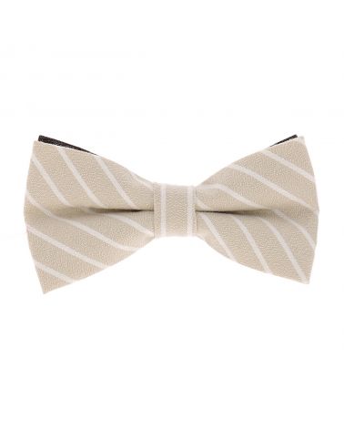 Noeud Papillon Coton Beige Rayures Blanches