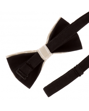 Noeud Papillon Coton Beige Rayures Blanches