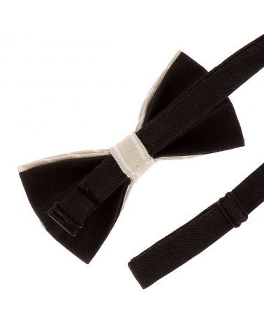 Noeud Papillon Coton Beige Rayures Blanches