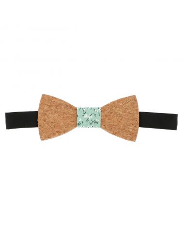 Noeud Papillon Homme en Liège Vert d'eau Look Bohème Naturel