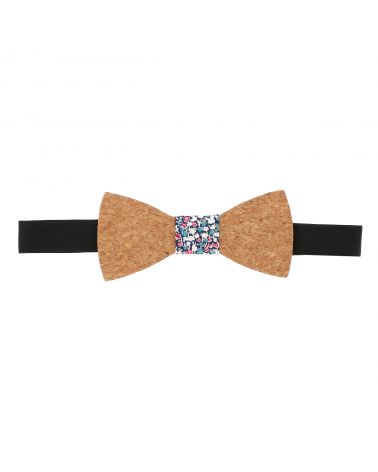 Noeud Papillon Liège Liberty Bleu marine Rose et Blanc