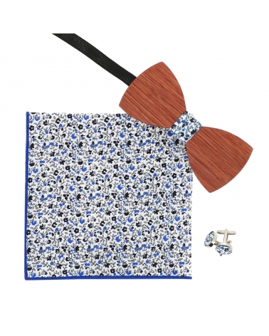 Noeud Papillon Bois Liberty Bleu