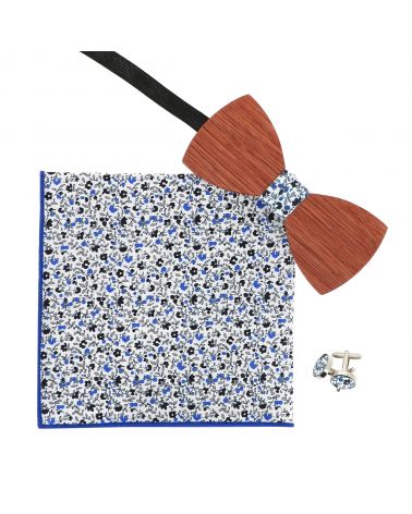 Noeud Papillon Bois Liberty Bleu