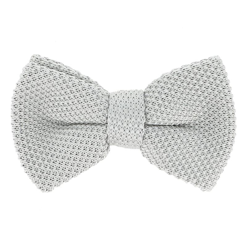Noeud Papillon Tricot Gris perle